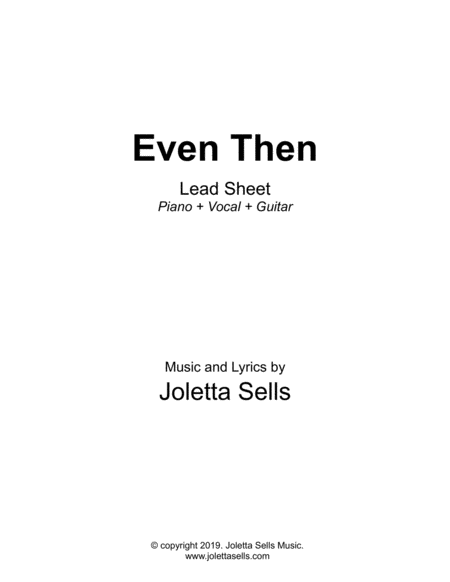 Even Then Sheet Music