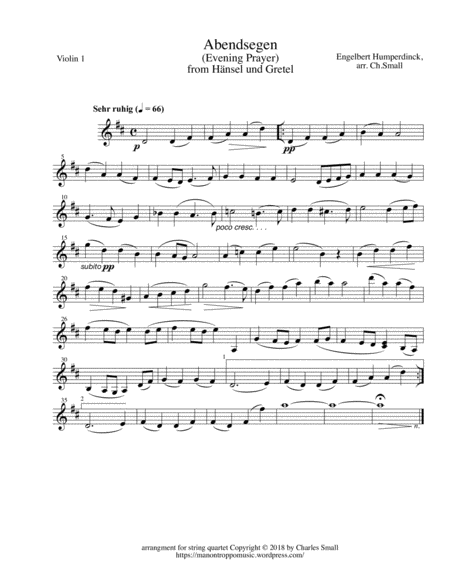 Evening Prayer From Hnsel Und Gretel Set Of Parts Sheet Music