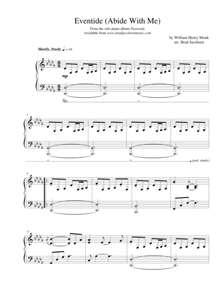 Eventide Abide With Me By Brad Jacobsen Sheet Music