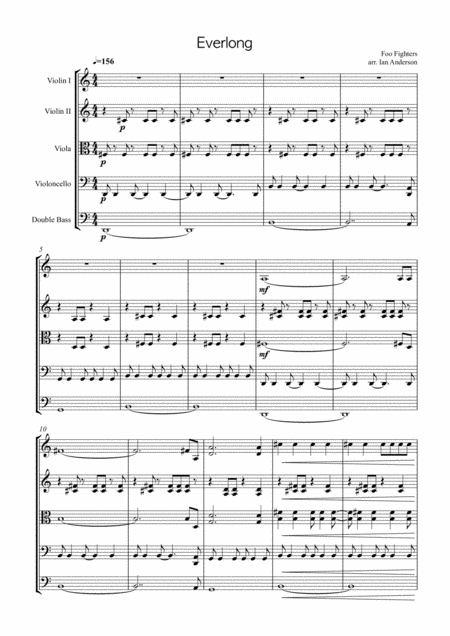 Free Sheet Music Everlong String Quintet String Orchestra