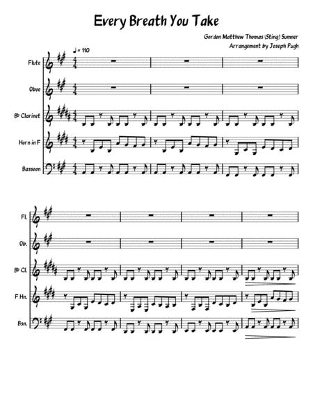 Free Sheet Music Every Breath You Take Woodwind Quintet