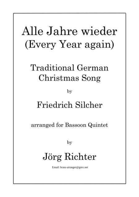 Every Year Again Alle Jahre Wieder For Bassoon Quintet Sheet Music