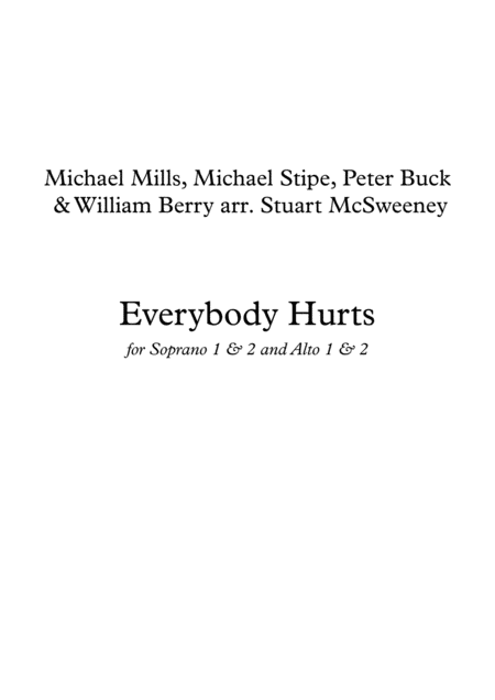 Free Sheet Music Everybody Hurts Ssaa