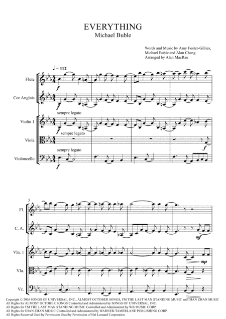 Free Sheet Music Everything By Michael Buble