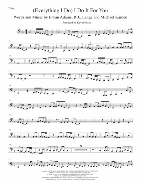 Everything I Do I Do It For You Tuba Sheet Music