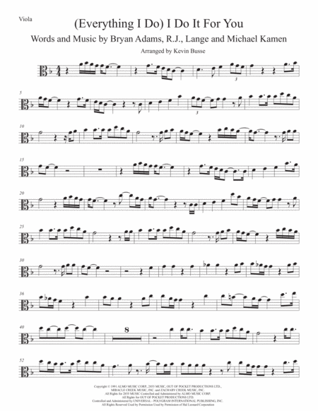 Everything I Do I Do It For You Viola Sheet Music