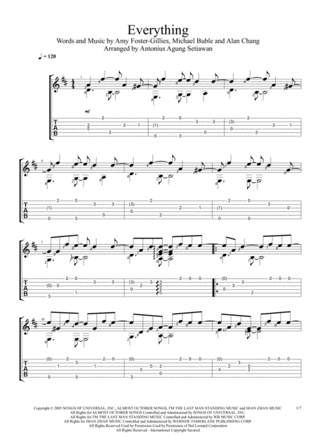 Free Sheet Music Everything Solo Guitar Tablature