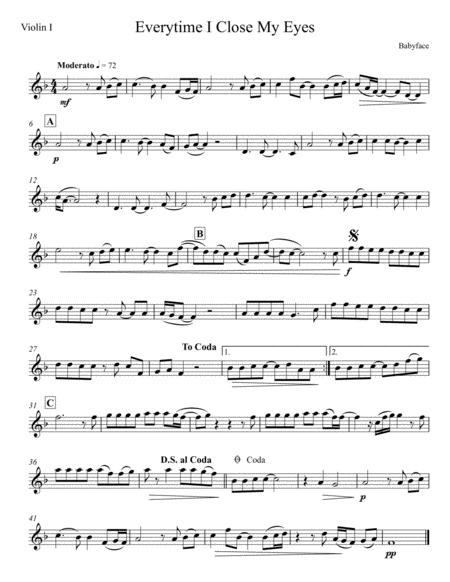 Everytime I Close My Eyes String Quartet Beautiful For Weddings Sheet Music