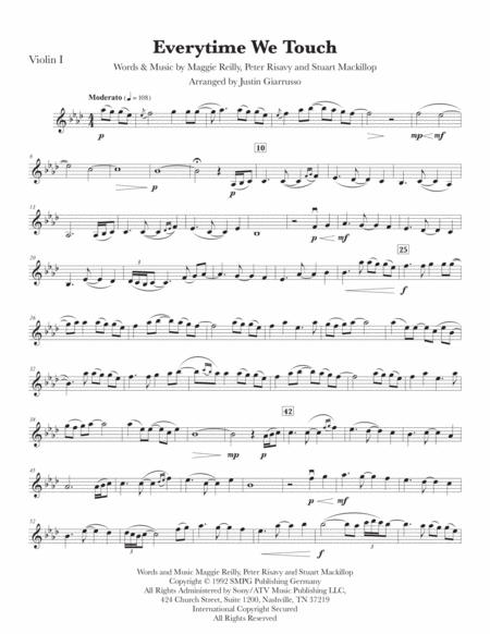 Free Sheet Music Everytime We Touch Cascada