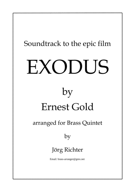 Exodus Soundtrack Von Ernest Gold Zum Hollywoodfilm Fr Blechblserquintett Sheet Music