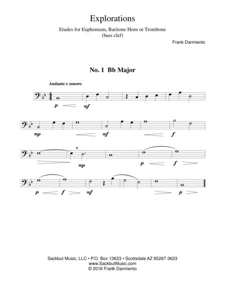 Explorations Etudes For Euphonium Baritone Horn Or Trombone Sheet Music