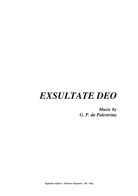 Exsultate Deo By G Pl Da Palestrina For Sattb Choir Sheet Music