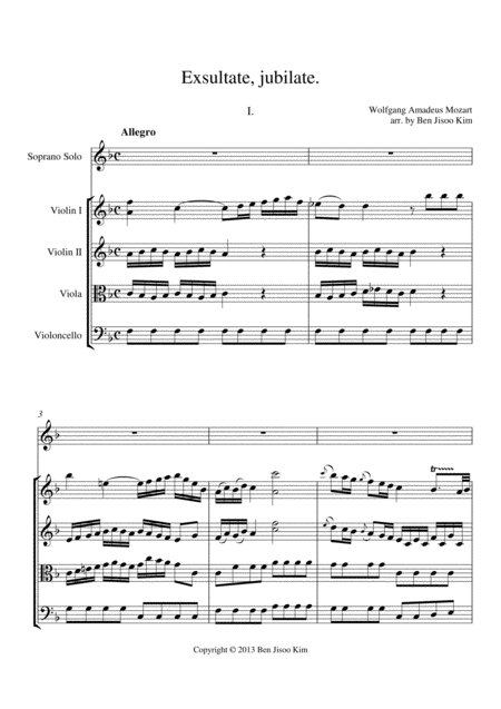 Free Sheet Music Exsultate Jubilate I Allegro