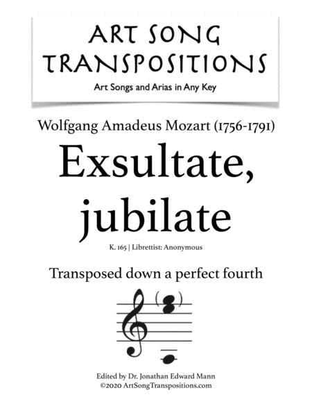 Free Sheet Music Exsultate Jubilate K 165 Transposed Down A Perfect Fourth