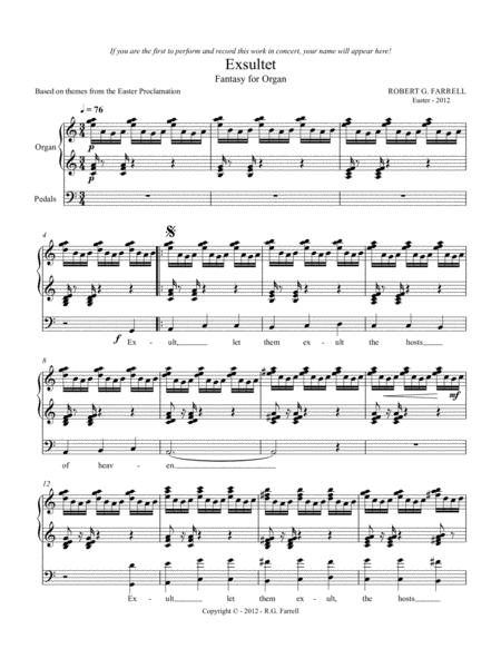 Free Sheet Music Exultet