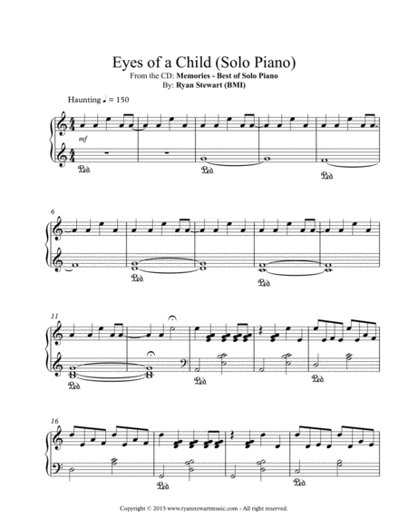 Free Sheet Music Eyes Of A Child Solo Piano