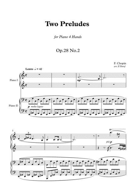 Free Sheet Music F Chopin 2 Preludes Op 28 1 Piano 4 Hands