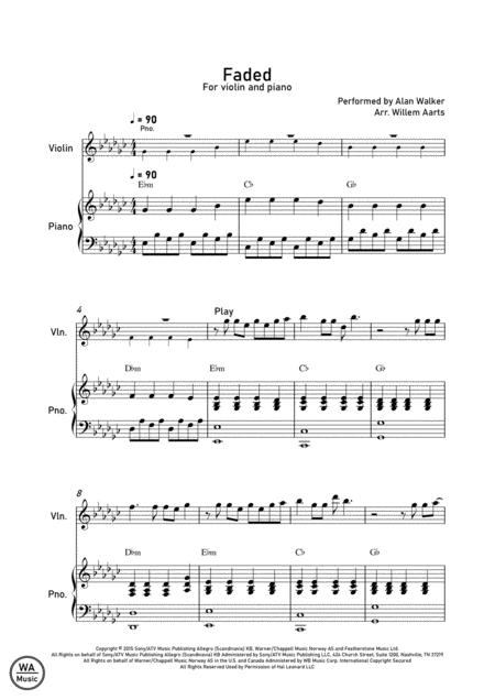 Free Sheet Music Faded By Alan Walker Violin And Piano