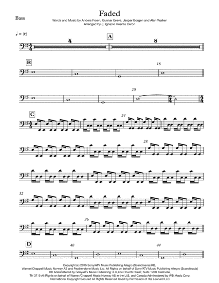 Faded Score And Parts Easy Version Sheet Music