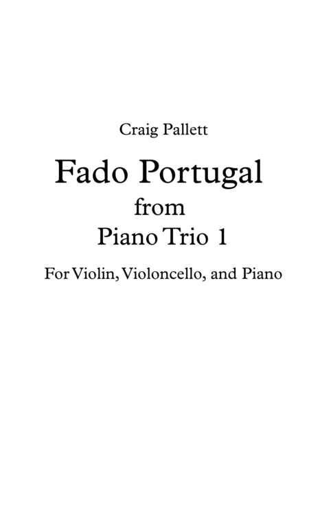 Fado Portugal For Piano Trio Score Parts Sheet Music