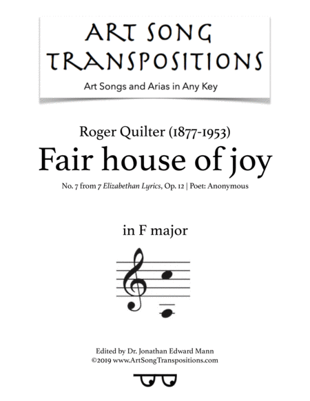 Free Sheet Music Fair House Of Joy Op 12 No 7 Transposed To F Major