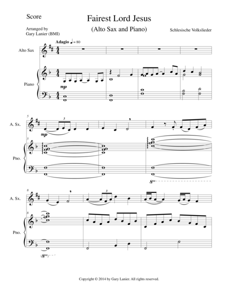 Fairest Lord Jesus Alto Sax Piano And Sax Part Sheet Music