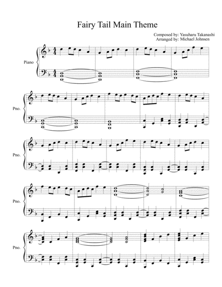 Free Sheet Music Fairy Tail Main Theme