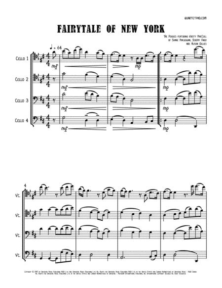 Free Sheet Music Fairytale Of New York Cello Quartet