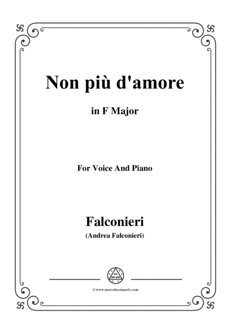 Falconieri Non Pi D Amore In F Major For Voice And Piano Sheet Music