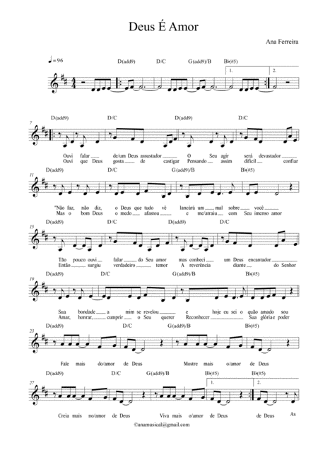 Fale Mais Do Amor De Deus Sheet Music