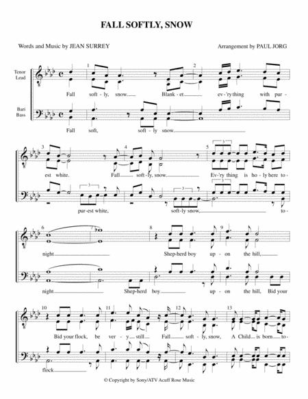 Fall Softly Snow Christmas Ttbb Sheet Music