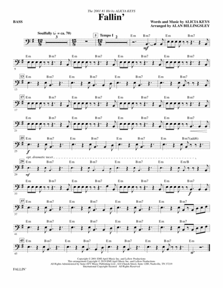 Free Sheet Music Fallin Arr Alan Billingsley Bass