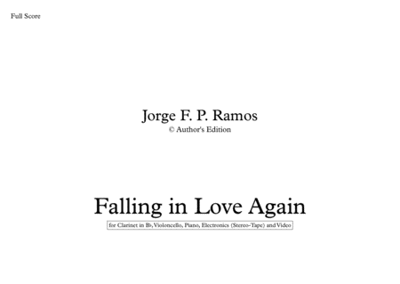 Free Sheet Music Falling In Love Again For Clarinet In Bb Cello Piano Electronics And Video