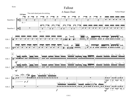 Free Sheet Music Fallout Marching Snare Duet