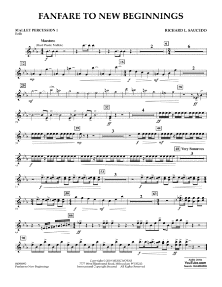 Fanfare For New Beginnings Mallet Percussion 1 Sheet Music