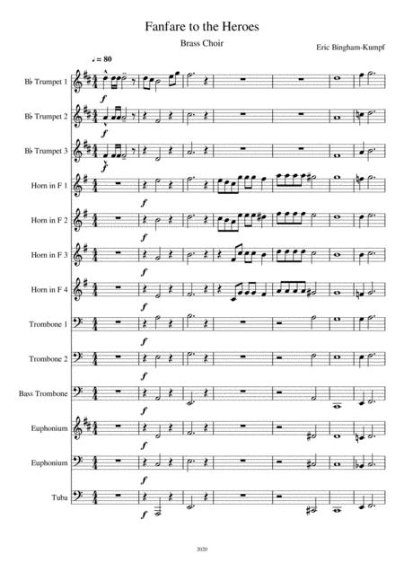 Free Sheet Music Fanfare To The Heroes