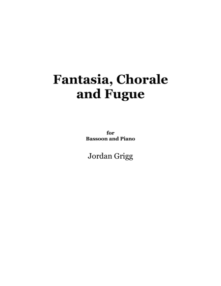 Fantasia Chorale And Fugue For Bassoon And Piano Sheet Music