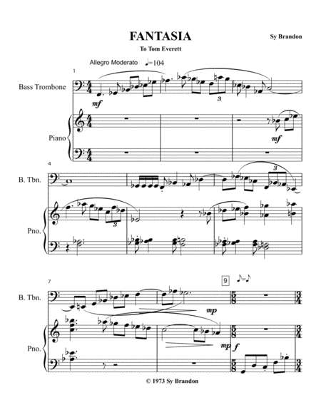 Free Sheet Music Fantasia For Bass Trombone And Piano