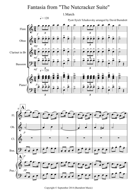 Fantasia From The Nutcracker Suite March For Wind Quartet Sheet Music