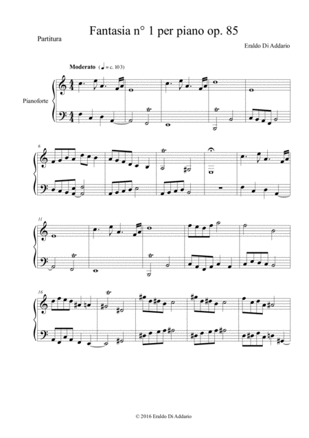 Fantasia N 1 Per Piano Op 85 Sheet Music