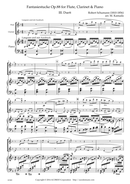 Fantasiestucke Op 88 Iii Duett For Flute Clarinet Piano Sheet Music