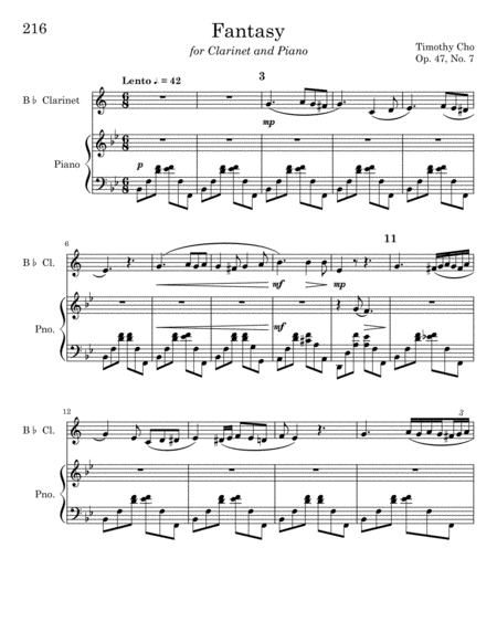 Free Sheet Music Fantasy For Clarinet And Piano