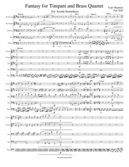 Free Sheet Music Fantasy For Timpani And Brass Quartet