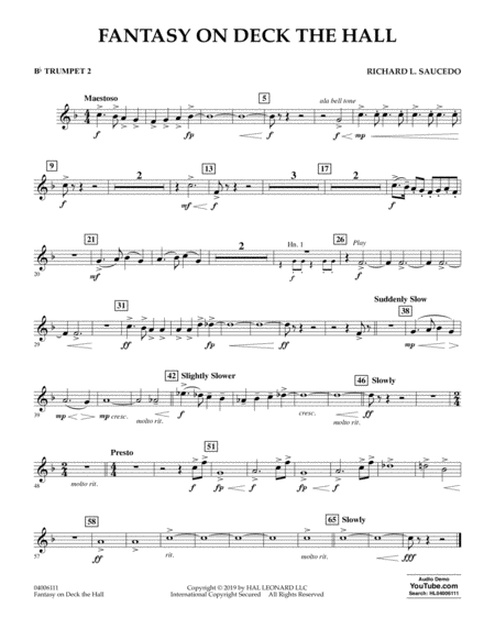 Fantasy On Deck The Hall Bb Trumpet 2 Sheet Music