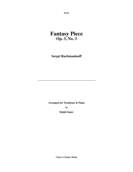 Fantasy Piece Op 3 No 3 For Trombone Piano Sheet Music