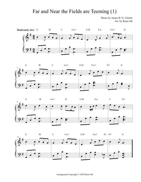 Free Sheet Music Far And Near The Fields Are Teeming Favorite Hymns Arrangements With 3 Levels Of Difficulties For Beginner And Intermediate