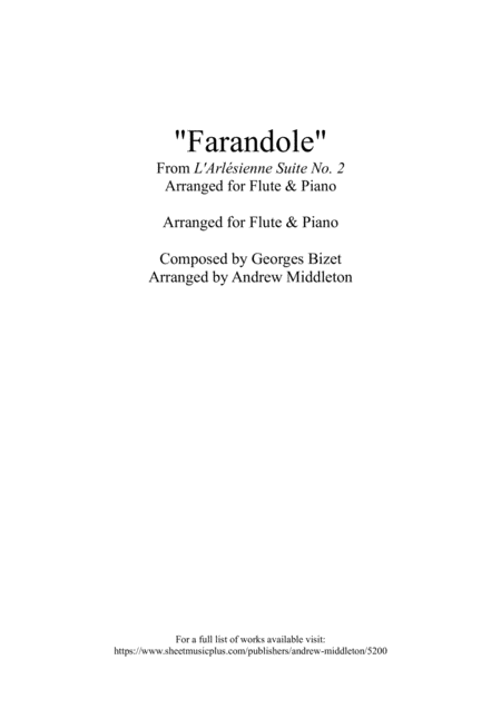 Free Sheet Music Farandole Arranged For Flute And Piano
