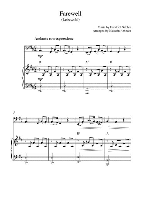 Farewell Lebewohl Cello Solo And Piano Accompaniment Sheet Music