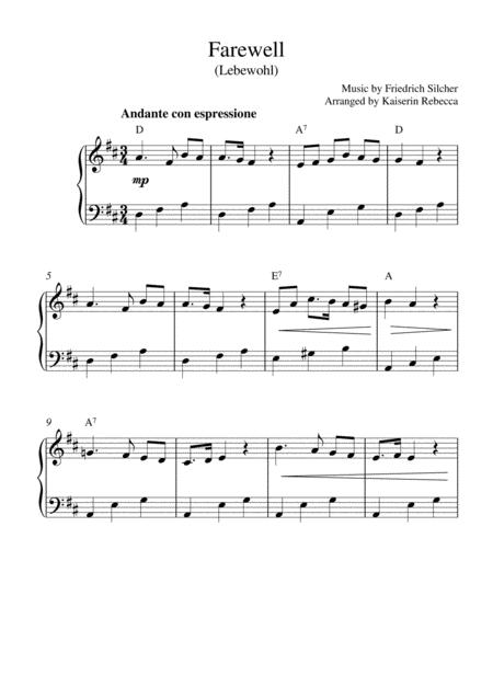 Free Sheet Music Farewell Lebewohl Piano Solo With Chords