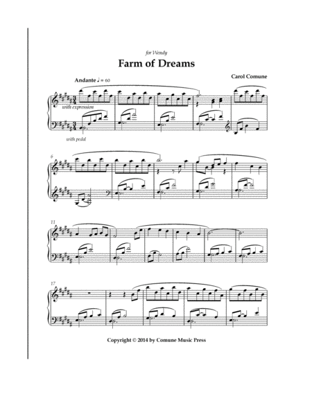 Free Sheet Music Farm Of Dreams For Solo Piano